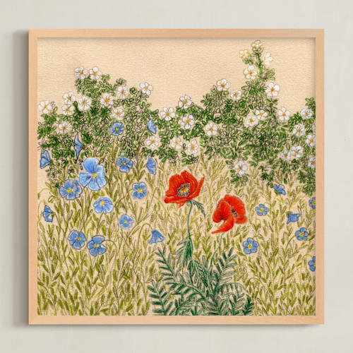 This is a poppy red art with standard by Janie Allen called late spring morning 1