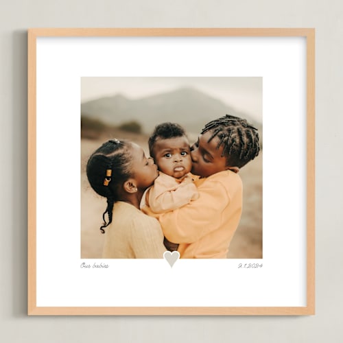 This is a taupe photo art with standard by Laura Hamm called with a heart: square framed photo