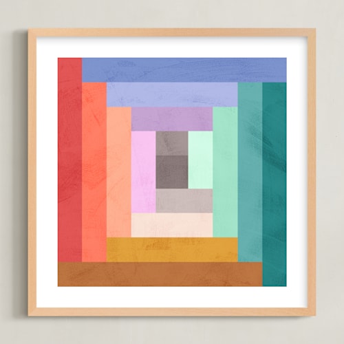 This is a brights kids wall art with standard by Field and Sky called modern quilt geometric