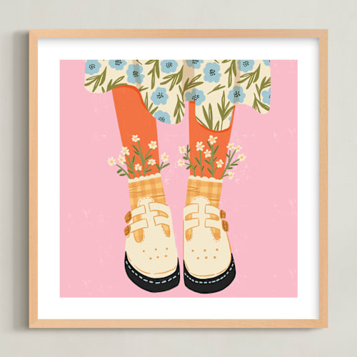This is a pink daisy kids wall art with standard by Janna Sue Design called daisy feet