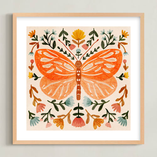 This is a tangerine kids wall art by Angel Walker called colorful butterfly