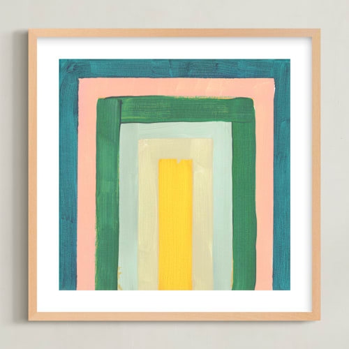 This is a turquoise kids wall art by Lindsay Megahed called rainbow twist 2