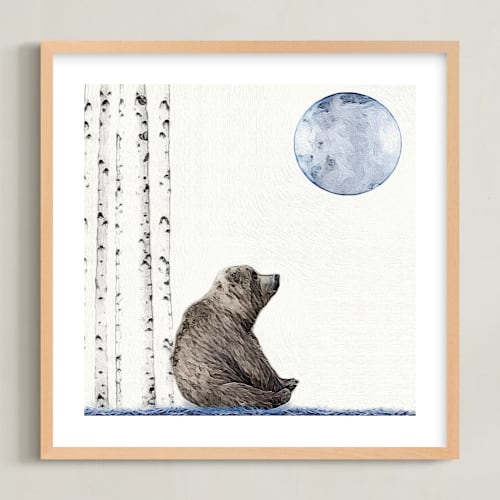 This is a white kids wall art by Maja Cunningham called once upon a blue moon
