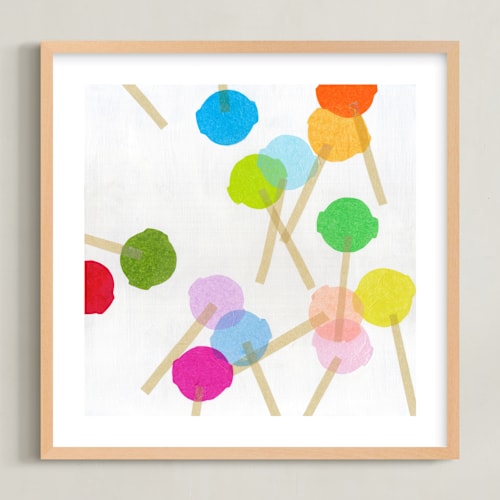 This is a hot pink kids wall art by Jenny Westenhofer called rainbow lollies