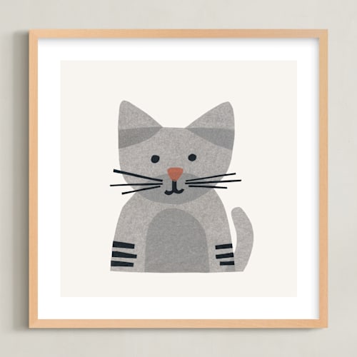 This is a tabby nursery wall art by Carrie Moradi called paper pets 1