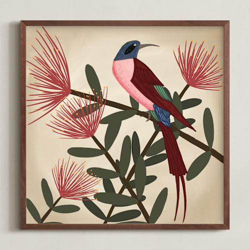 This is a red art by Jessie Burch called bee eater