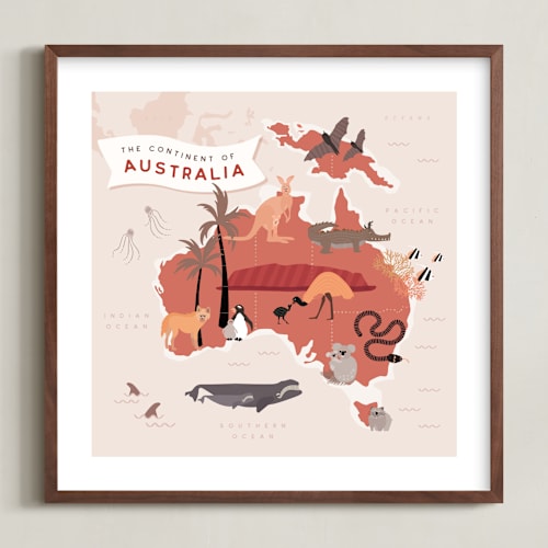 This is a copper kids wall art with standard by Kamala Nahas called animals of australia