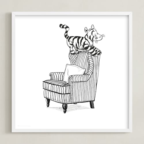 This is a white disney art by Stefanie Lane called tigger lounging | winnie the pooh