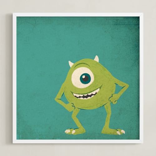 This is a green disney art by Kiersten Garner called mike from disney and pixar's monster's inc