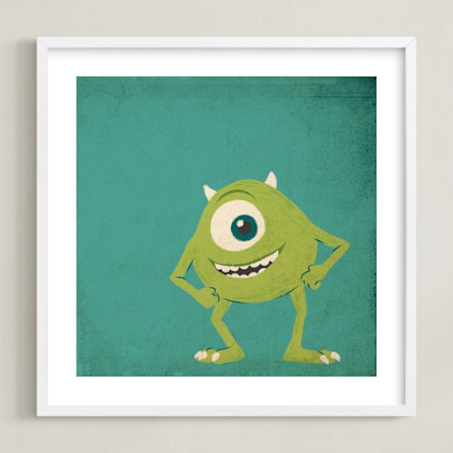 This is a green disney art by Kiersten Garner called mike from disney and pixar's monster's inc