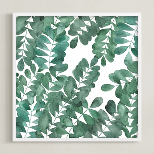 This is a emerald green art with standard by Natalie Ryan called leafy bowers