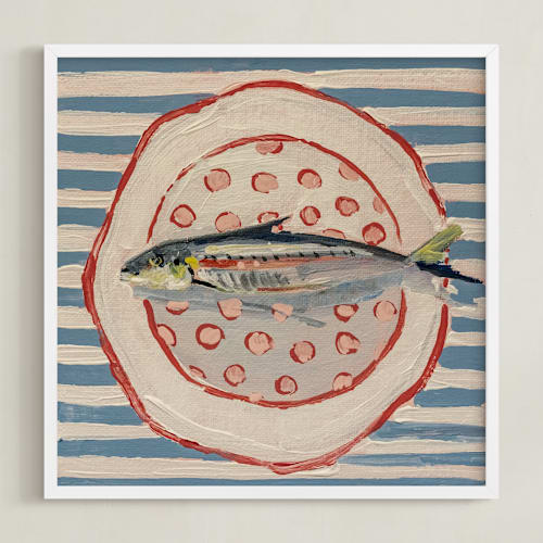 This is a french blue art with standard by Lisa Grizaniuk called fish trio 1