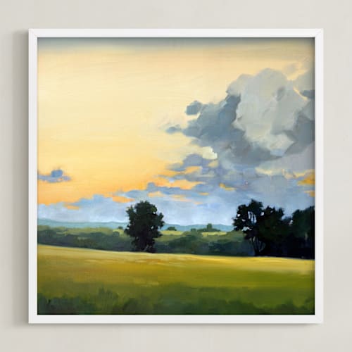 This is a copper sunrise art by Stephanie Goos Johnson called henry's fields