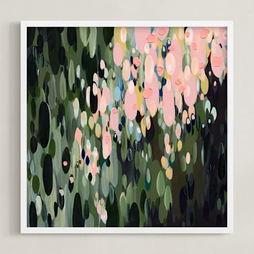 This is a emerald green & pink art by Melissa Stone Mangham called laurel rain