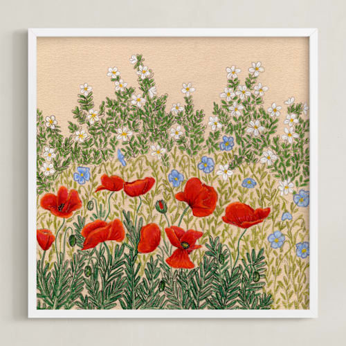 This is a poppy red art with standard by Janie Allen called late spring morning 2