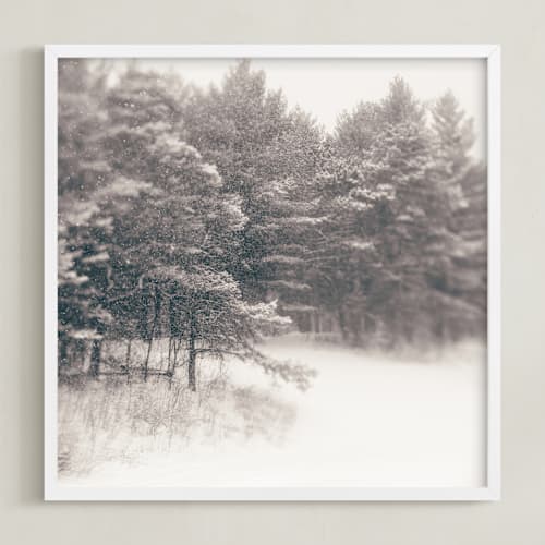 This is a warm taupe gray art by Jacquelyn Sloane Siklos called play on a winters day 1