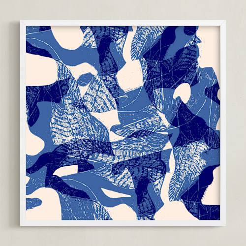 This is a matisse blue art with standard by Oana Prints called bird flight