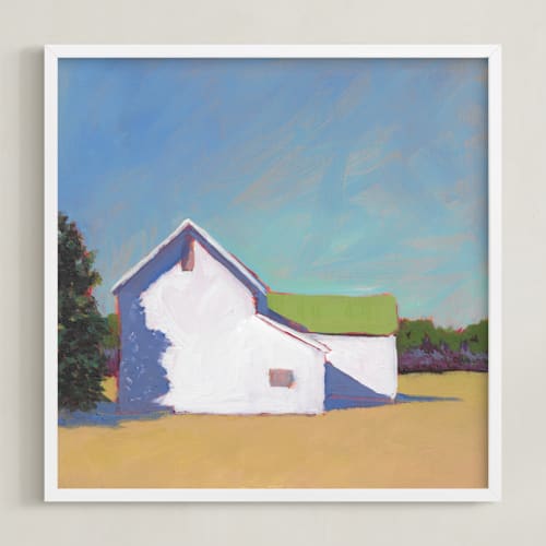 This is a robin's egg art with standard by Carol C. Young called main road barn