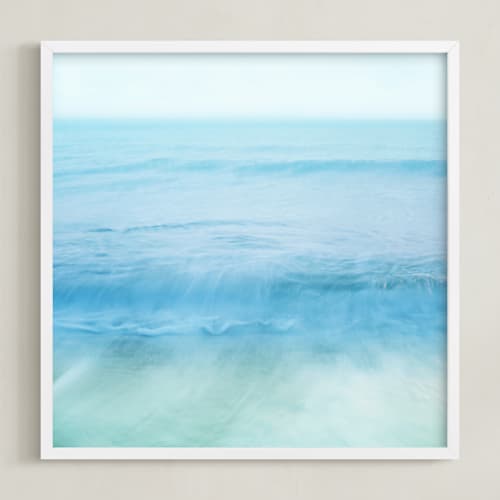 This is a turquoise sea art by Jacquelyn Sloane Siklos called standing by the ocean, dreaming