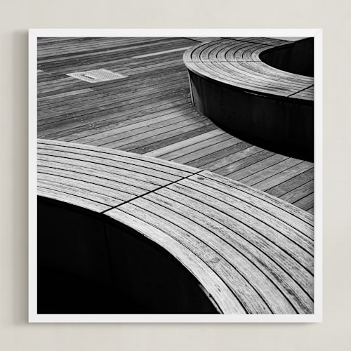 This is a tonal grey art by Van Tsao called curve bench geometric ii