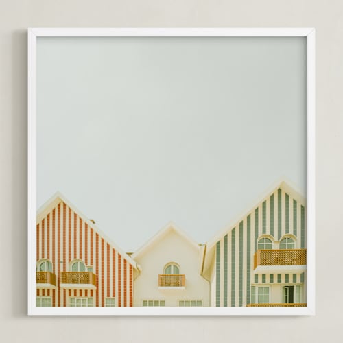 This is a gray blue art by Lena Erysheva called striped houses