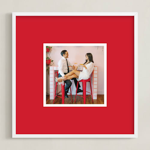 This is a red photo art by Minted called color border: square framed photo