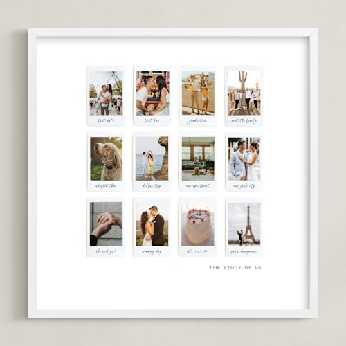 This is a white photo art with standard by Olivia Kanaley Inman called twelve photo: square framed photo