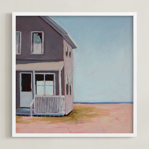 This is a pink mauve art by Carol C. Young called the beach beyond