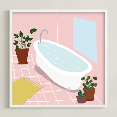 This is a millennial pink art by Katja Ja called bathroom window