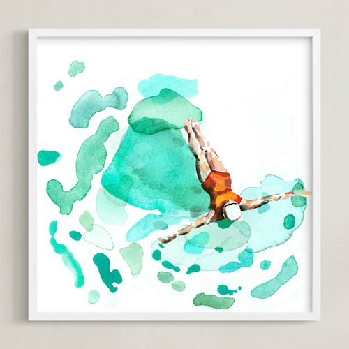 This is a aqua art with standard by Betty Hatchett called float