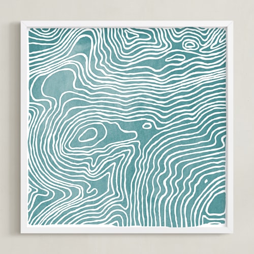 This is a ocean blue art by Ria Sharon called be. here. now.