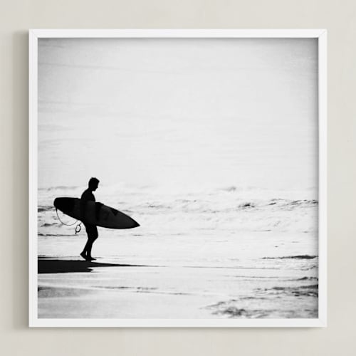 This is a grey beach mist art by Dawn Smith called just one more wave