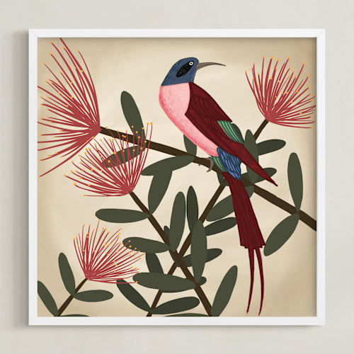 This is a red art with standard by Jessie Burch called bee eater