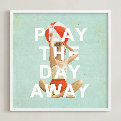 This is a antique teal art by Heather Landis called play the day away