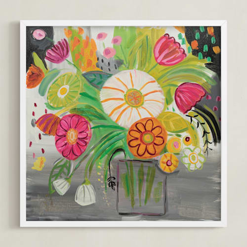 This is a bright pink art by FARIDA ZAMAN called matisse florals