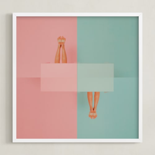 This is a pink blue art by Jacob Loafman called diving into tables