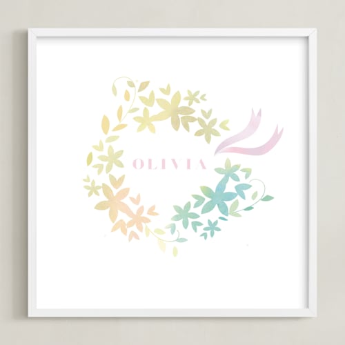 This is a blush personalized art for kids by Lori Wemple called floral crown