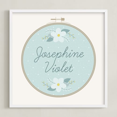 This is a sky personalized art for kids by Carolyn Kach called embroidery name