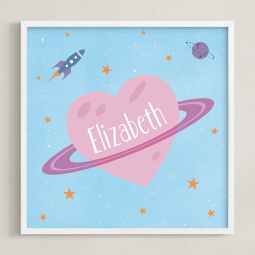 This is a cotton candy personalized art for kids by Heather Schertzer called planet heart