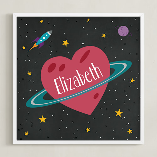 This is a jet personalized art for kids by Heather Schertzer called planet heart