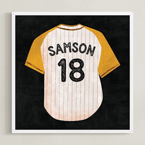 This is a yellow jacket personalized art for kids by Kamala Nahas called dinger collection 3
