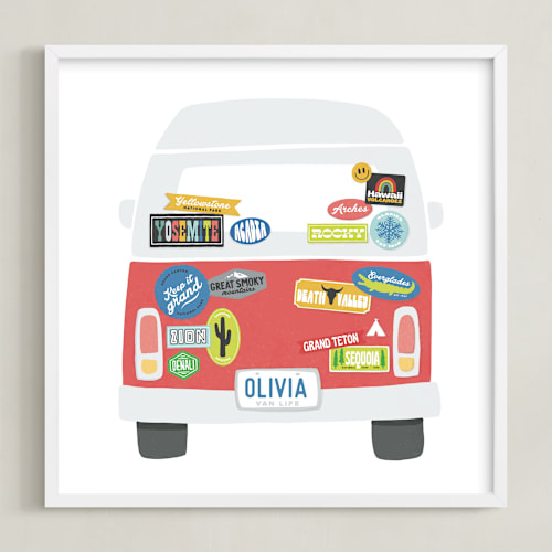 This is a cherry personalized art for kids by Jessie Steury called van life