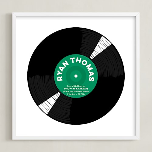 This is a hunter green personalized art for kids by Baumbirdy called for the record