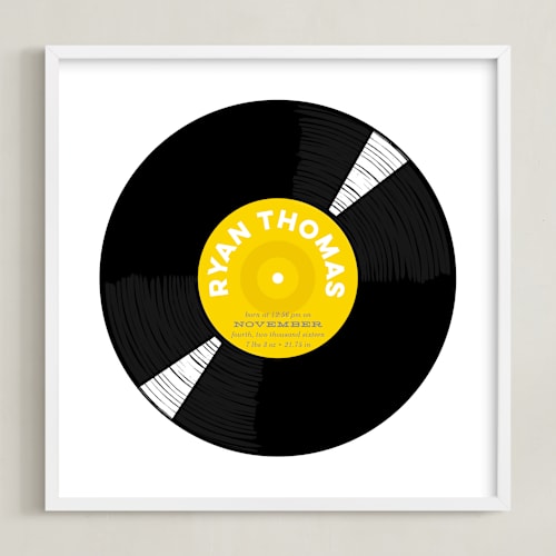 This is a golden yellow personalized art for kids by Baumbirdy called for the record