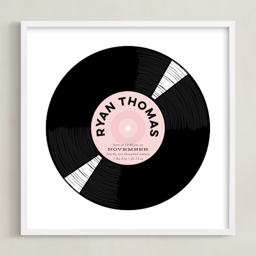 This is a pretty pink personalized art for kids by Baumbirdy called for the record