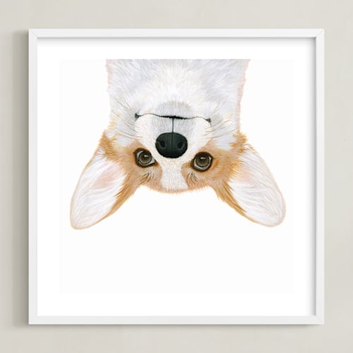 This is a ginger kids wall art by Deborah Chou called just being a corgi