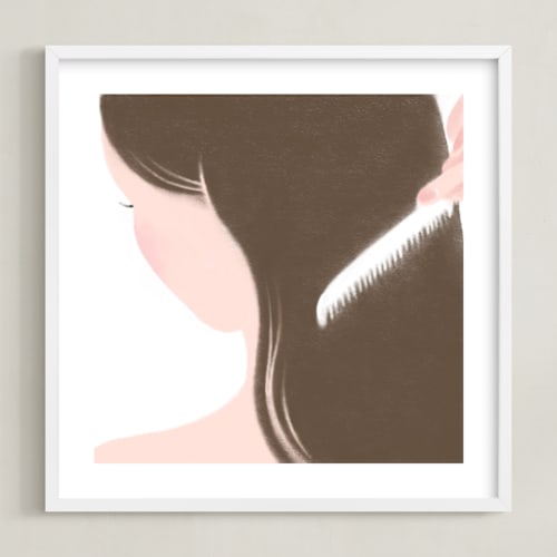 This is a peaches and cream kids wall art by Selina Su called morning