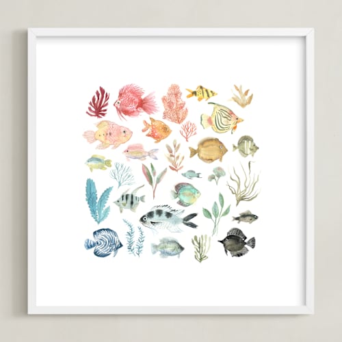 This is a coral kids wall art with standard by Emilie Simpson called tropical fish