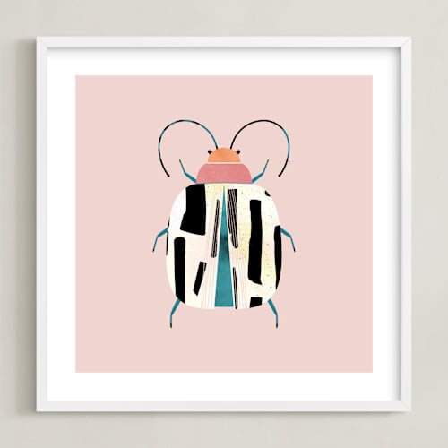 This is a blush kids wall art by Anna Clement called little beetle