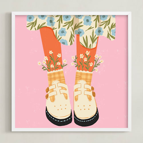This is a pink daisy kids wall art with standard by Janna Sue Design called daisy feet